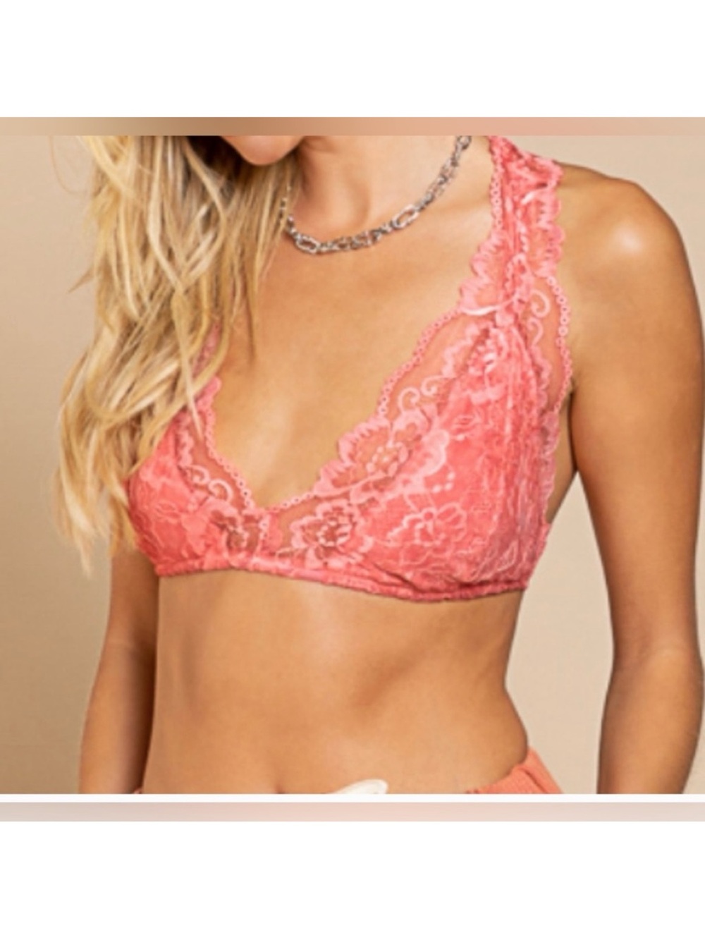 New! POL Lace Bralette in Rosewood Pink Small